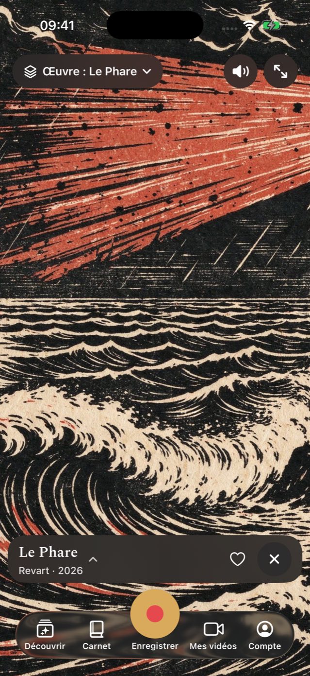Écran Scanner de l’app Revart : l’œuvre reconnue et son cartel